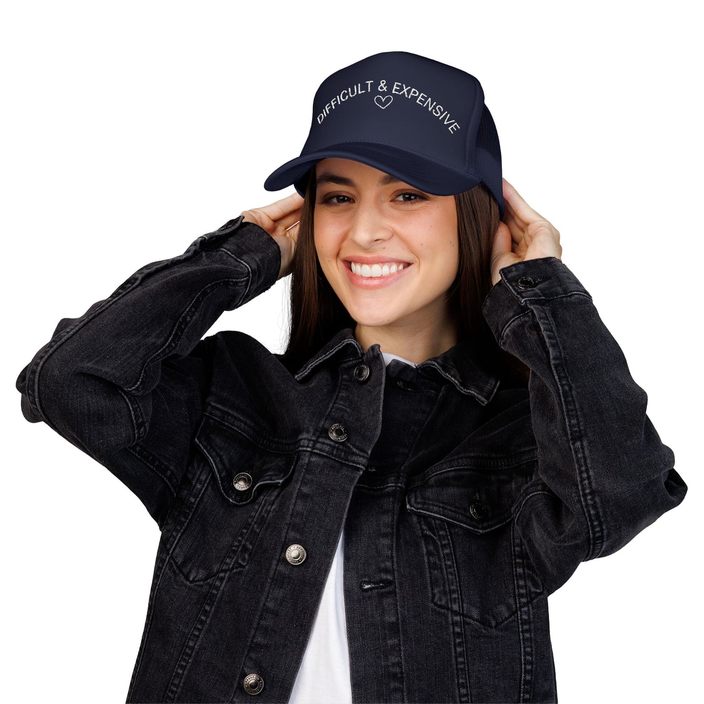 Difficult & Expensive- Embroidered Trucker Hat