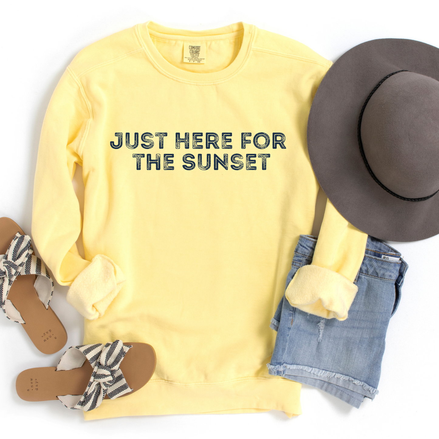 Butter Comfort Color sweatshirt- Just here for the Sunset.