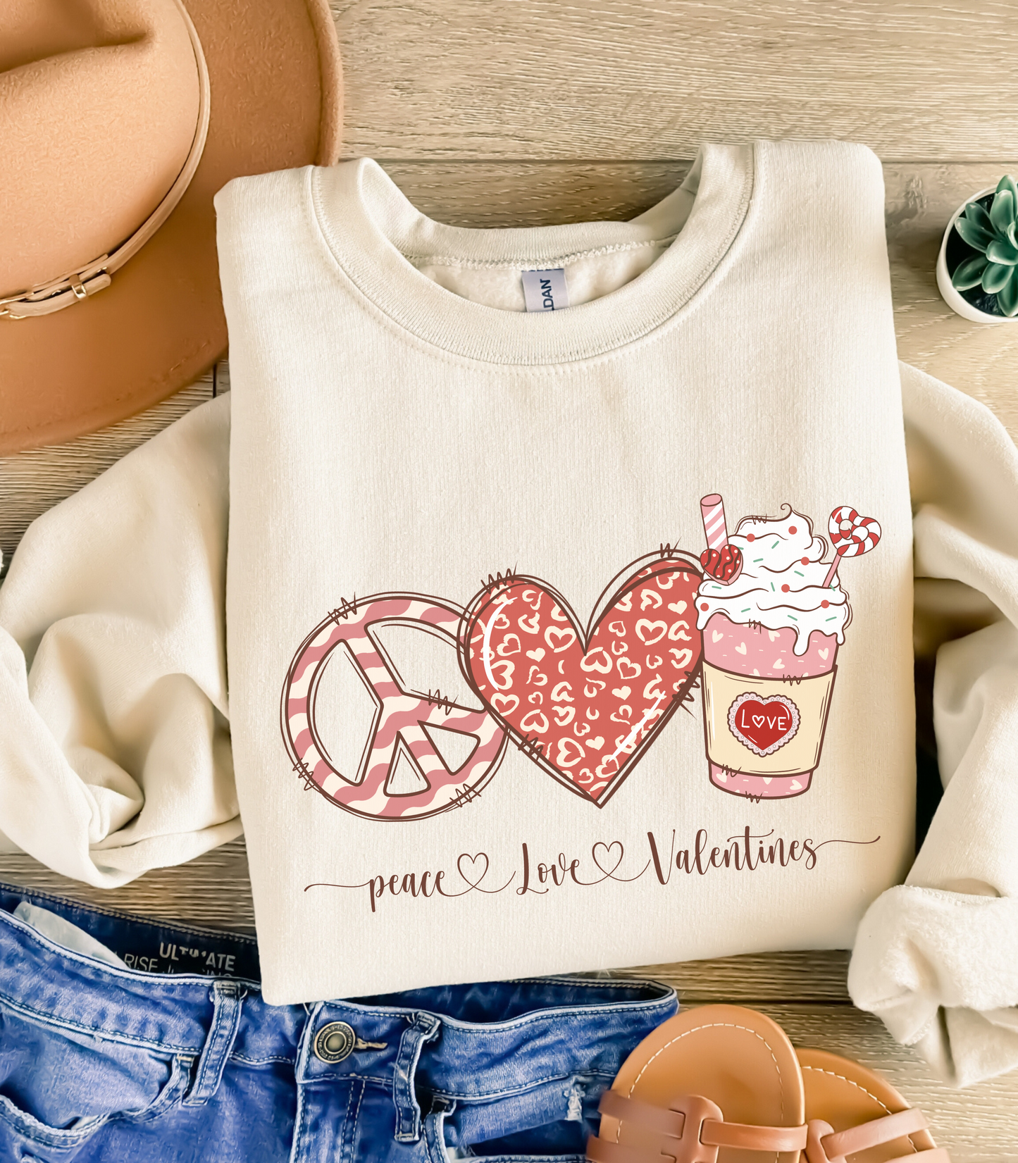 Peace, Love, Valentines Sweatshirt