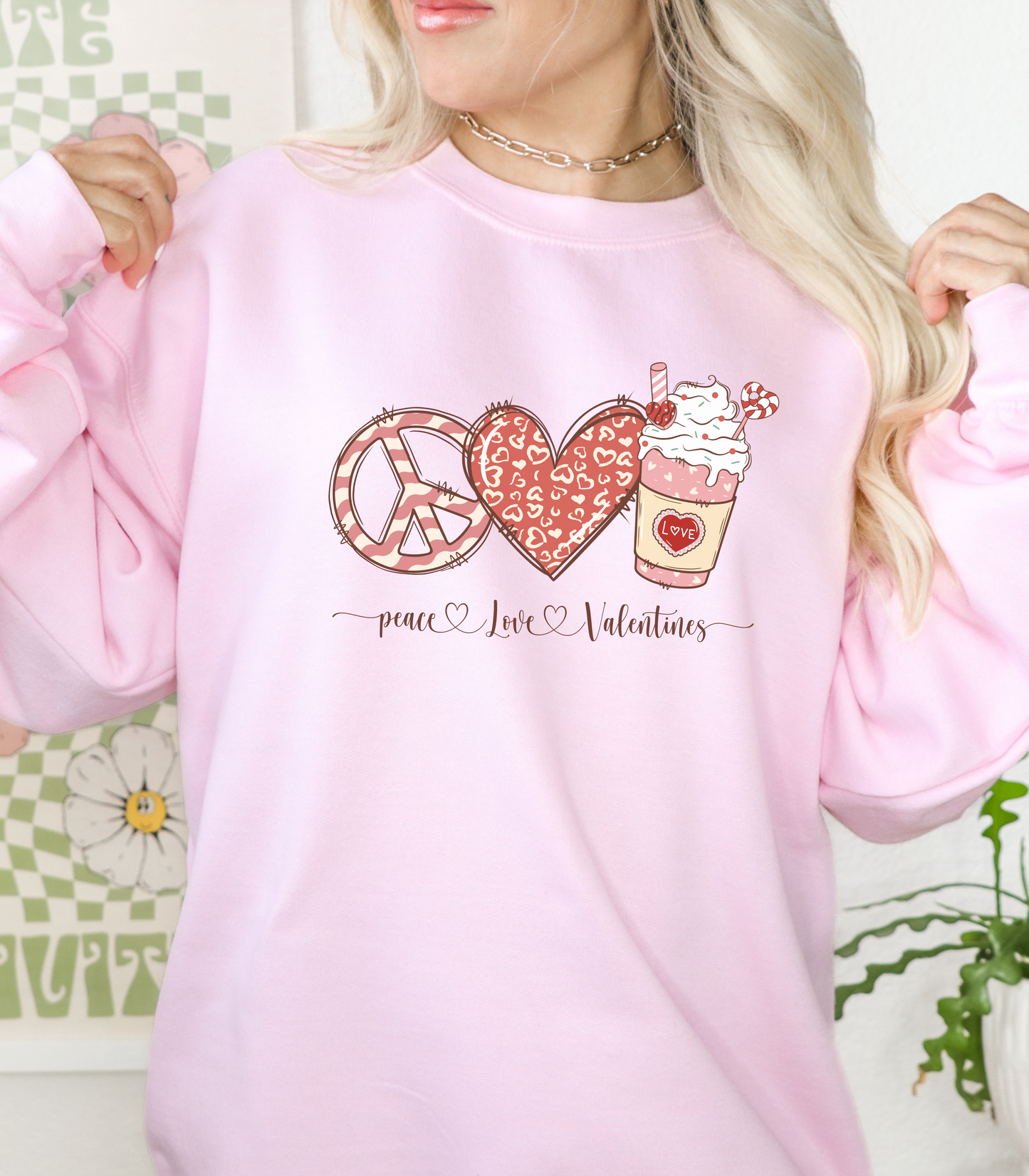 Peace, Love, Valentines Sweatshirt