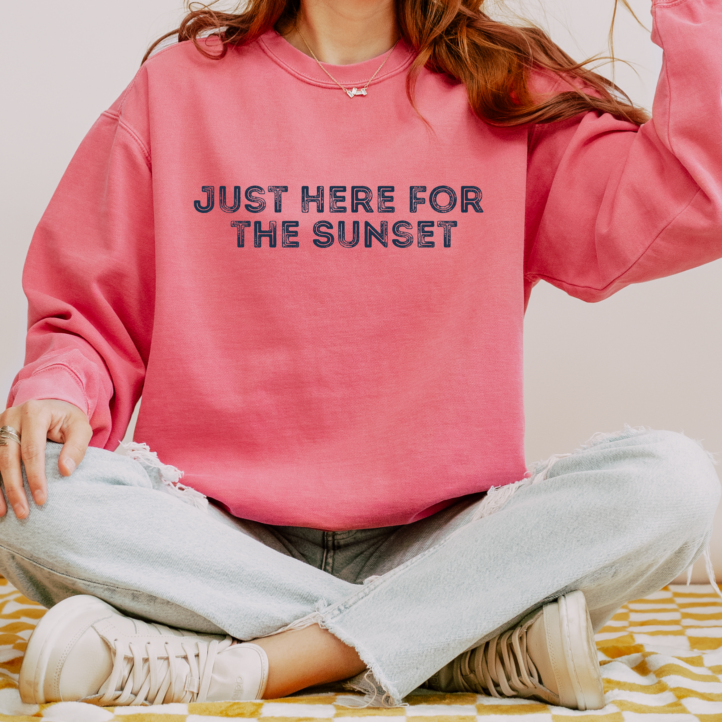 Watermelon Comfort Color sweatshirt- Just here for the Sunset.