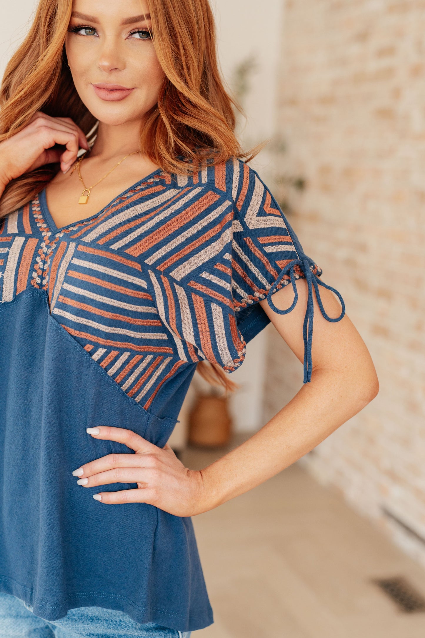 Greece Lightning V-Neck Blouse
