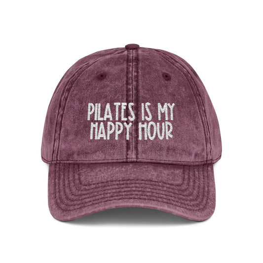 Pilates Is My Happy Hour Embroidered Vintage Cap
