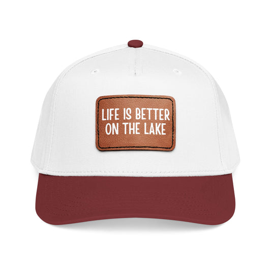 Life Is Better On The Lake- Leather Patch Baseball Cap