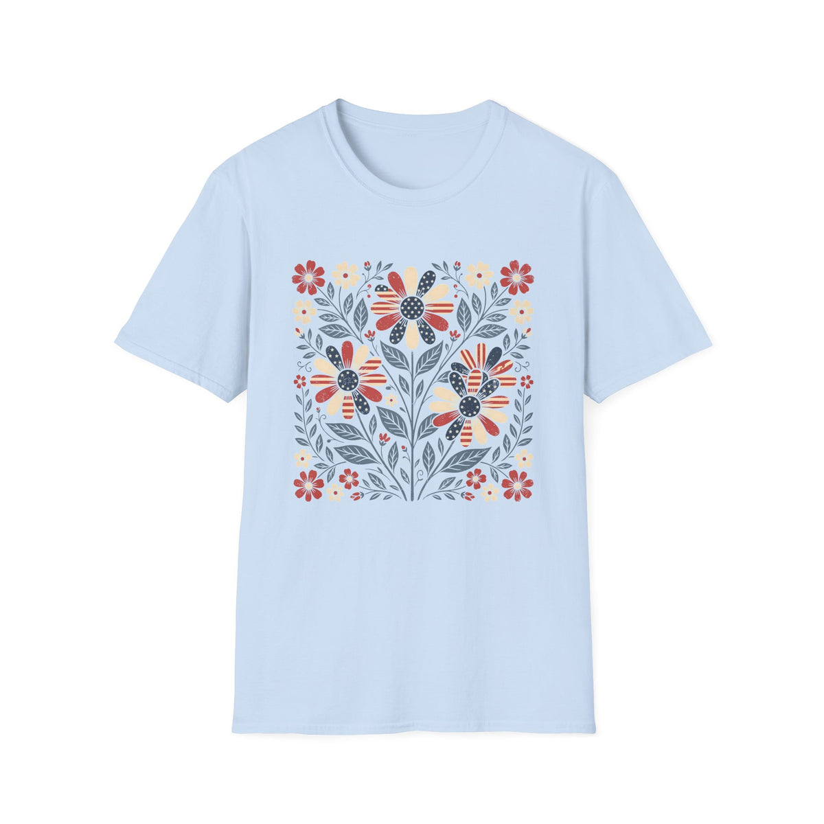 Patriotic Floral Graphic T-shirt