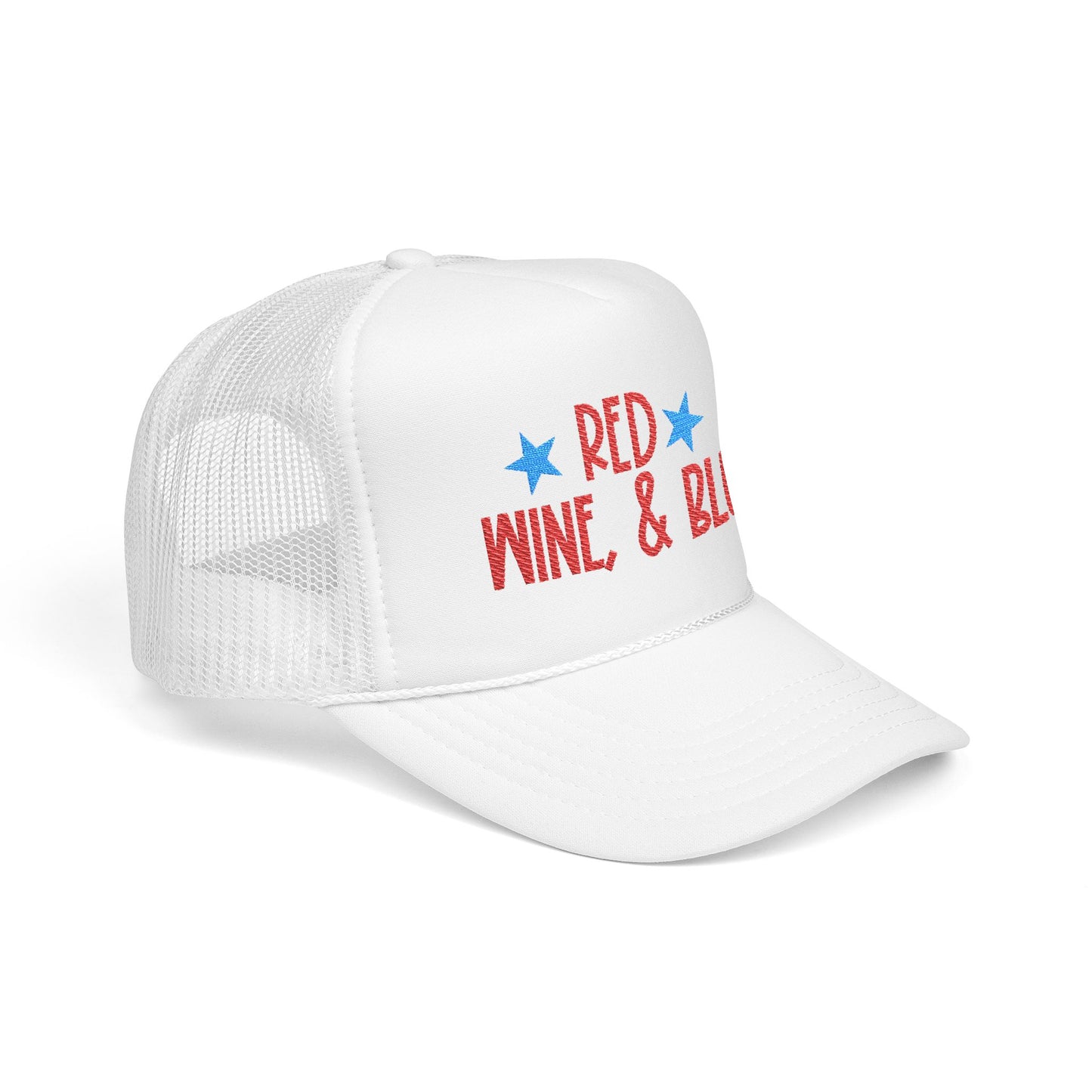 Red, Wine, & Blue- Embroidered Trucker Hat