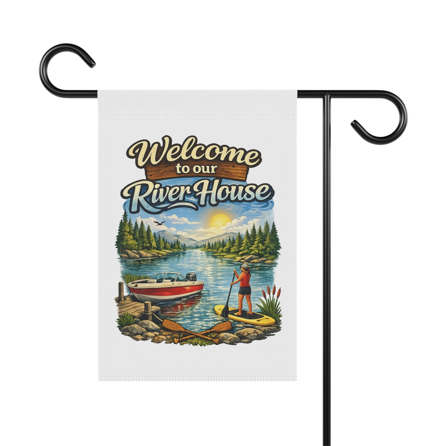 Welcome to Our River House Garden Flag