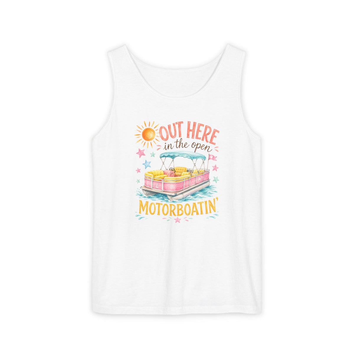 Out Here in the Open Motorboatin' Comfort Colors Tank