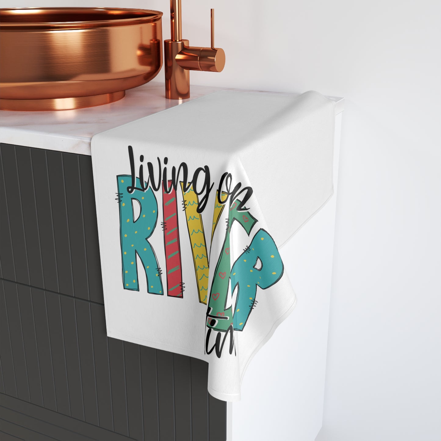 Living on River Time Hand Towel