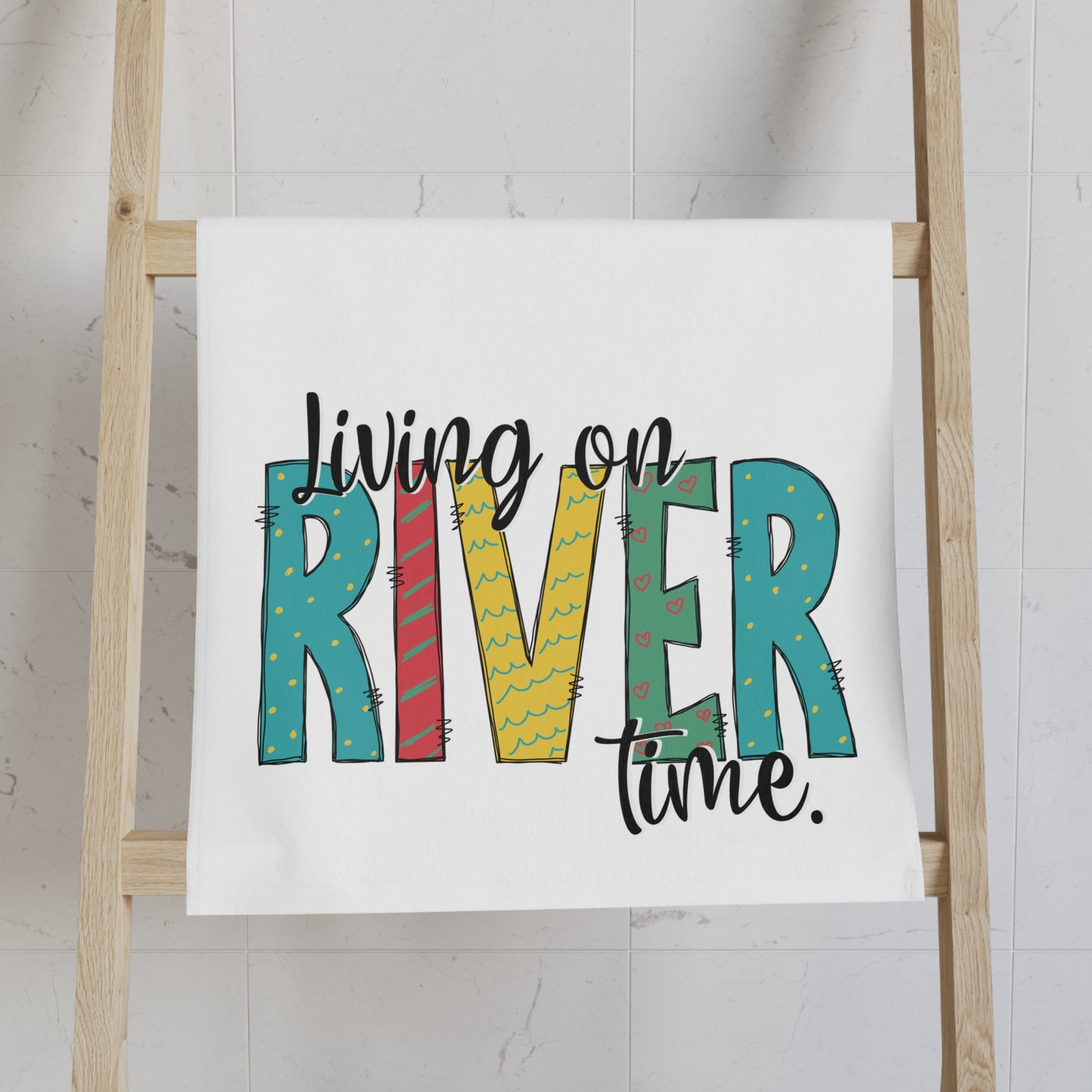 Living on River Time Hand Towel