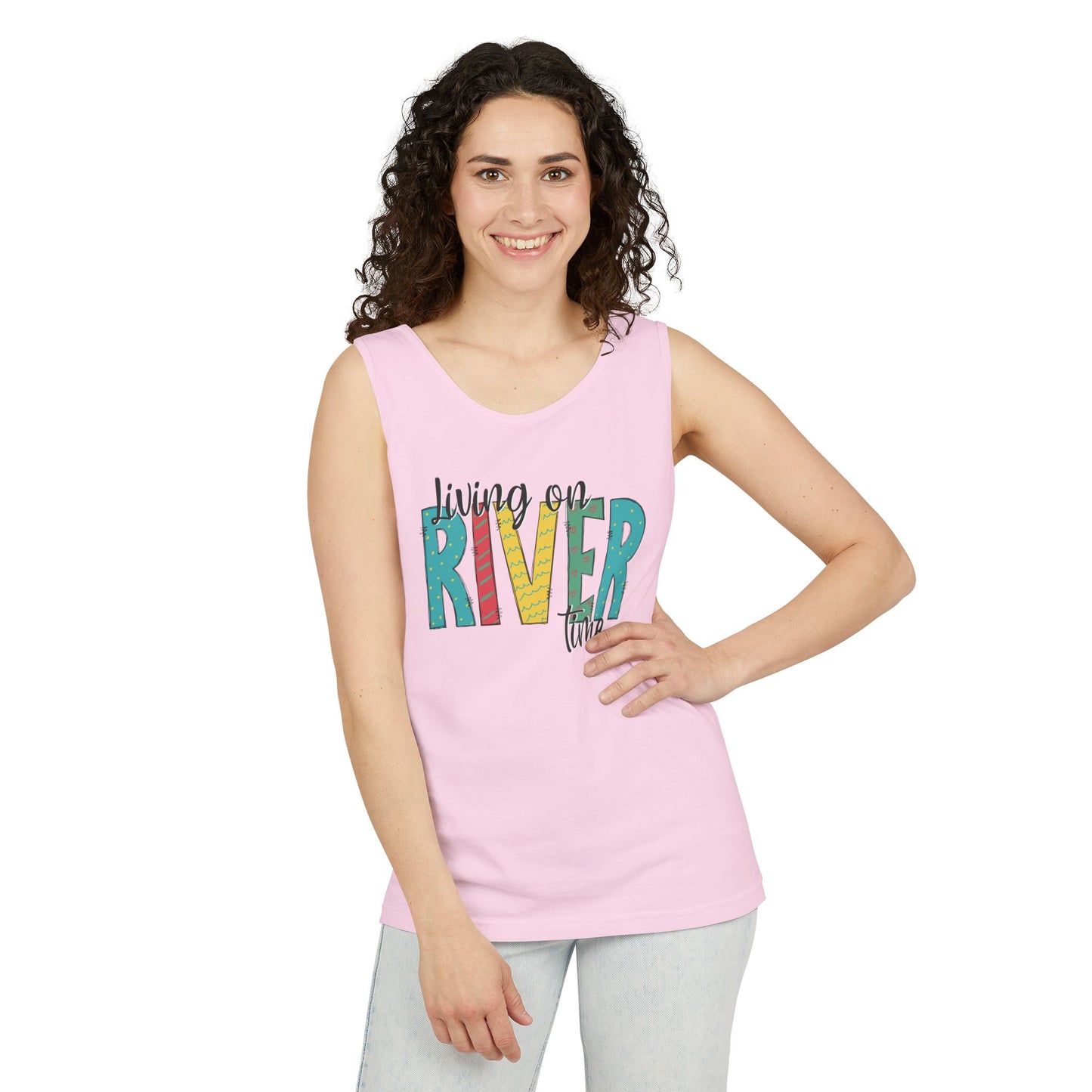 Living on River Time- Comfort Colors tank