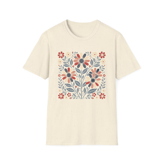 Patriotic Floral Graphic T-shirt