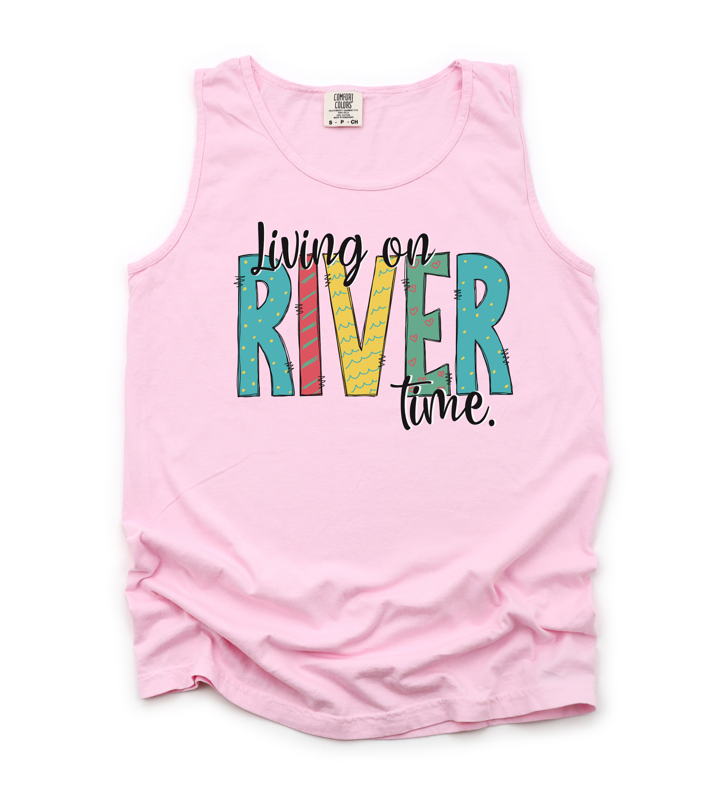 Living on River Time- Comfort Colors tank