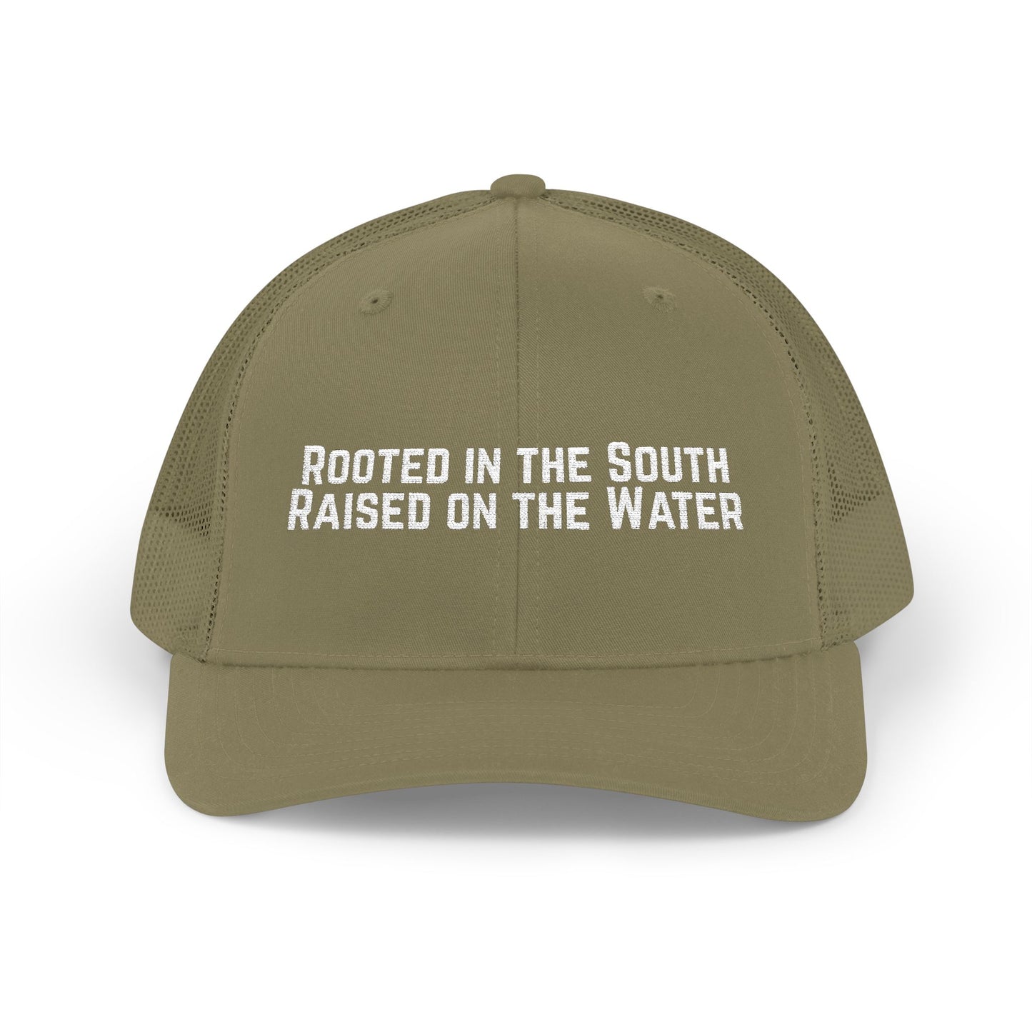 Rooted in the South, Raised on the Water- Embroidered Trucker Cap