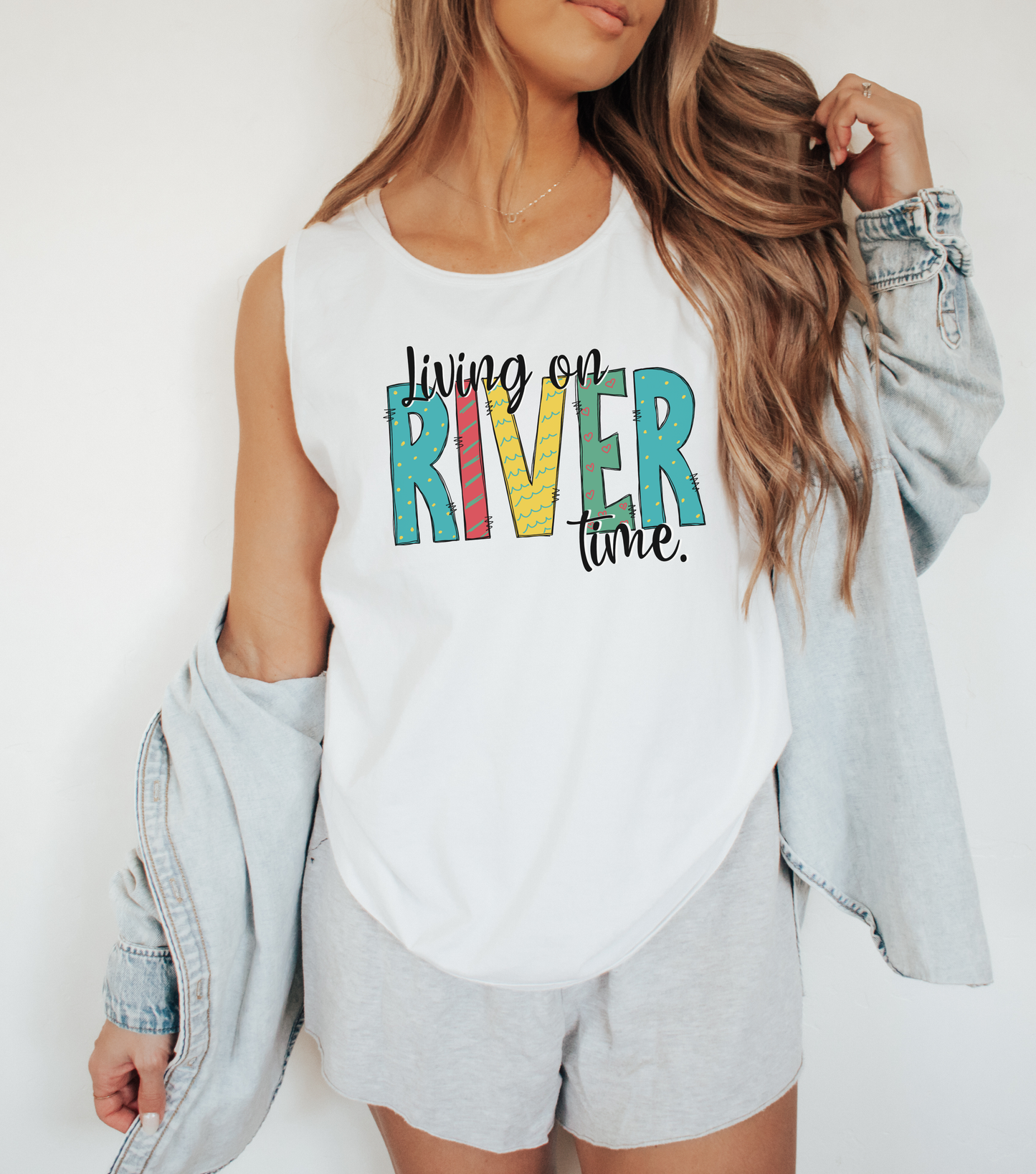 Living on River Time- Comfort Colors tank