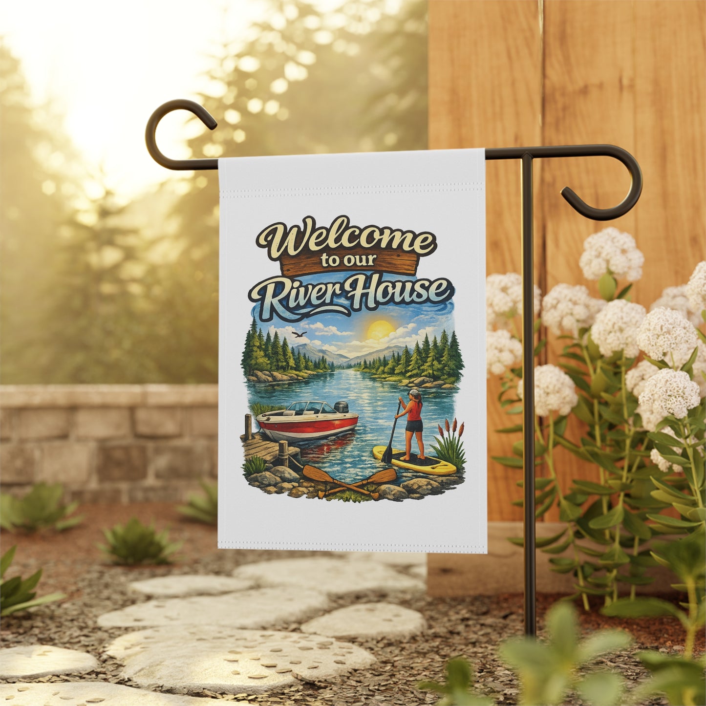 Welcome to Our River House Garden Flag