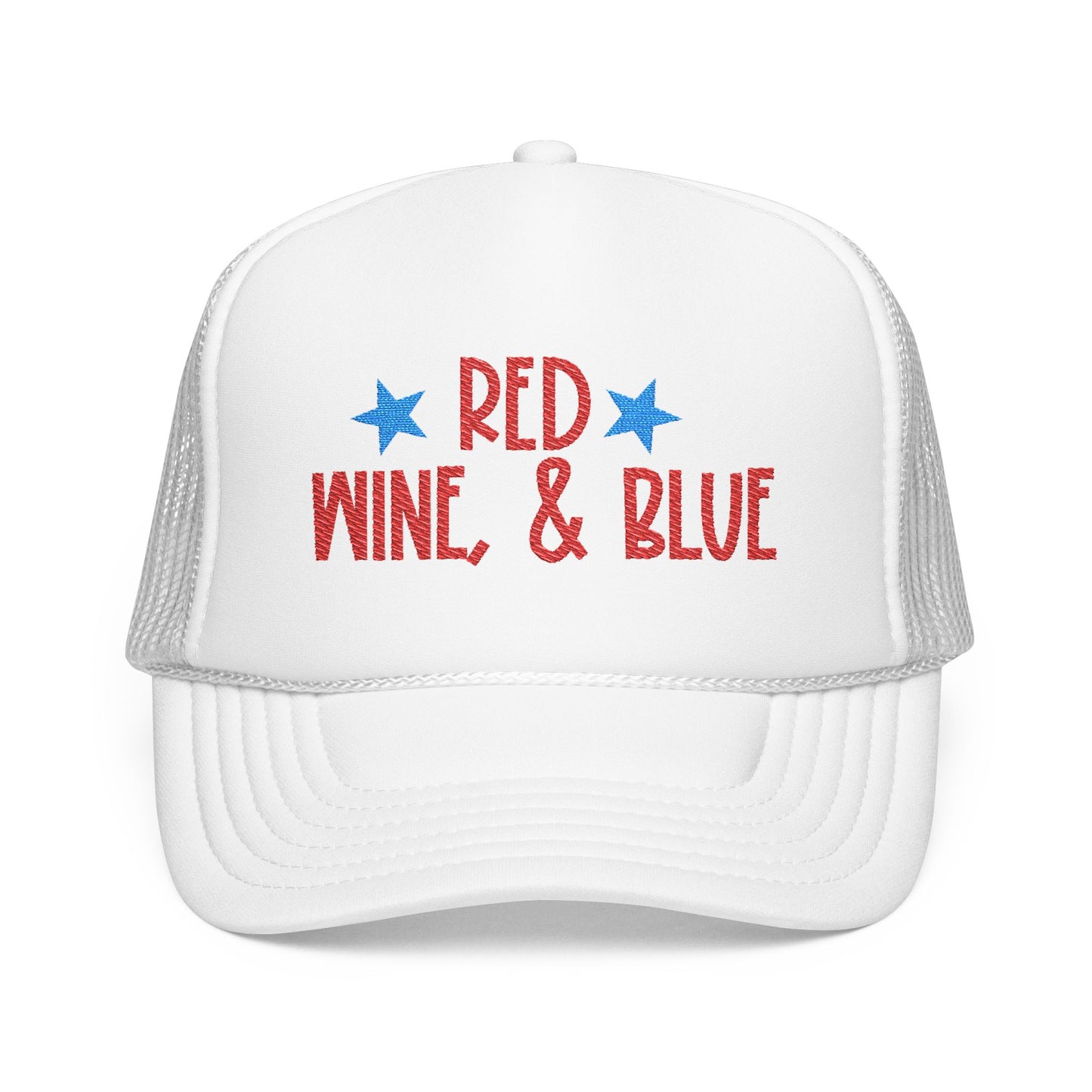 Red, Wine, & Blue- Embroidered Trucker Hat