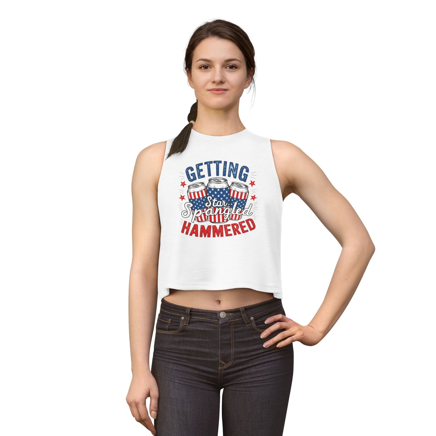 Getting Star Spangled Hammered Crop Top Tank