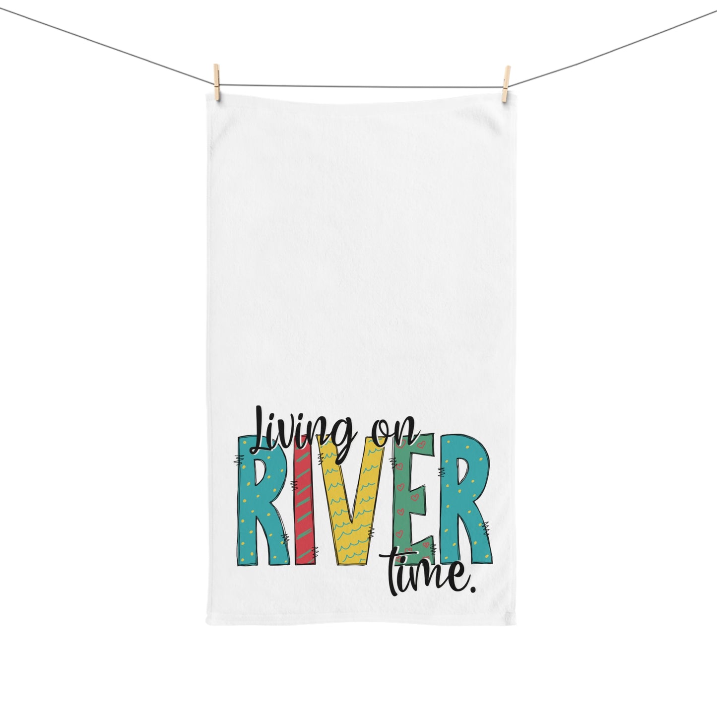 Living on River Time Hand Towel