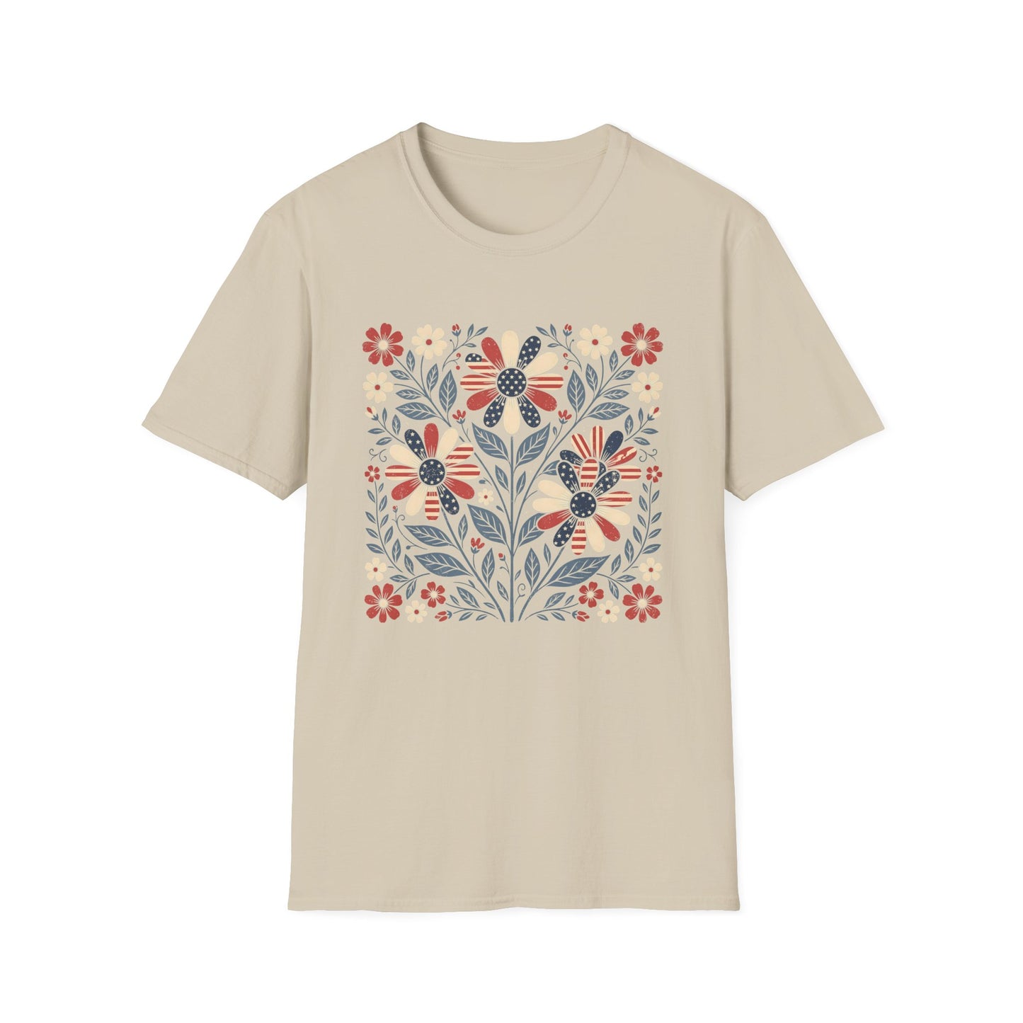 Patriotic Floral Graphic T-shirt