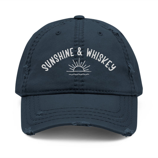 Sunshine & Whiskey Distressed Embroidered Hat