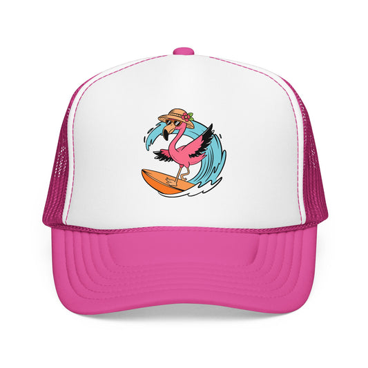 Surfing Flamingo Trucker Hat