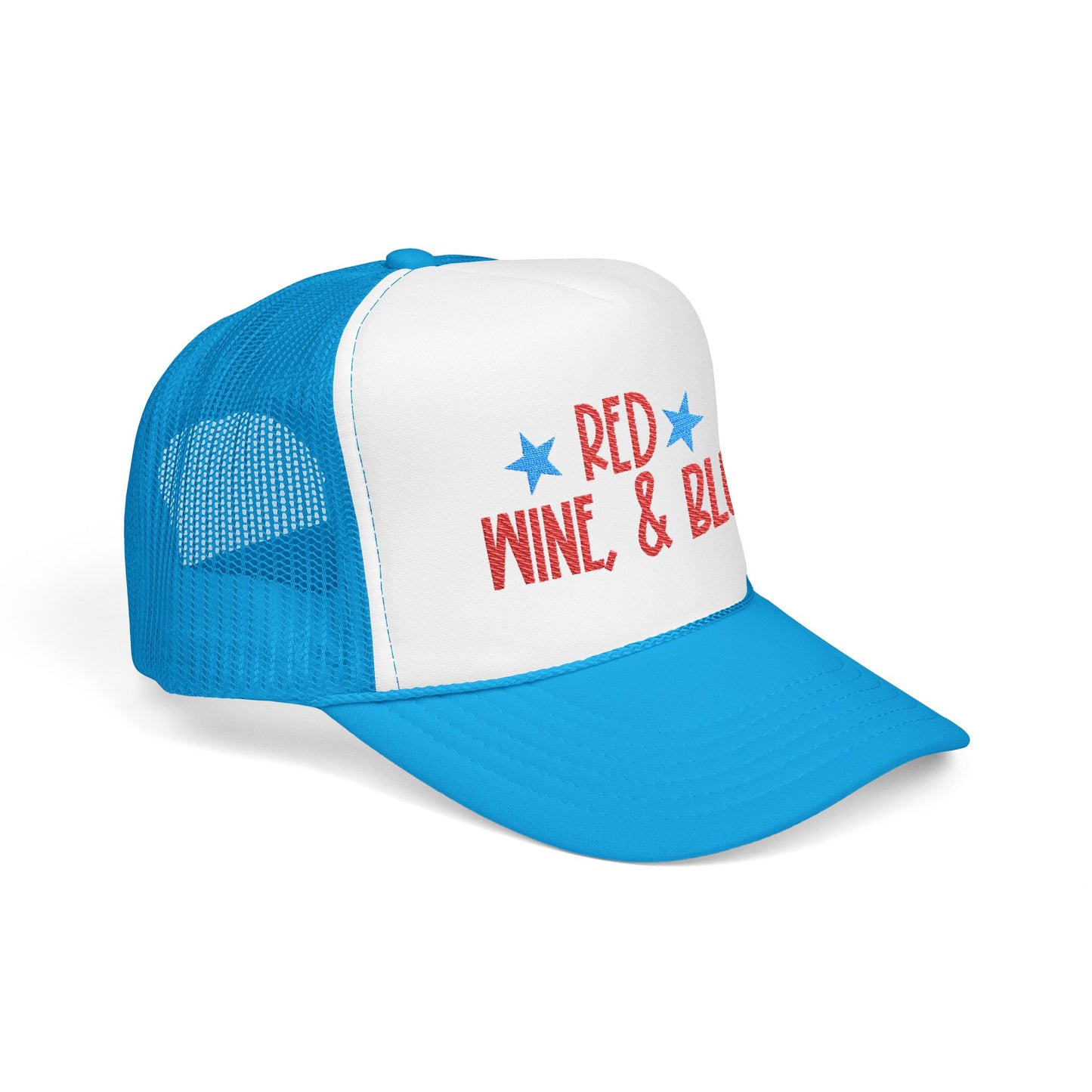 Red, Wine, & Blue- Embroidered Trucker Hat