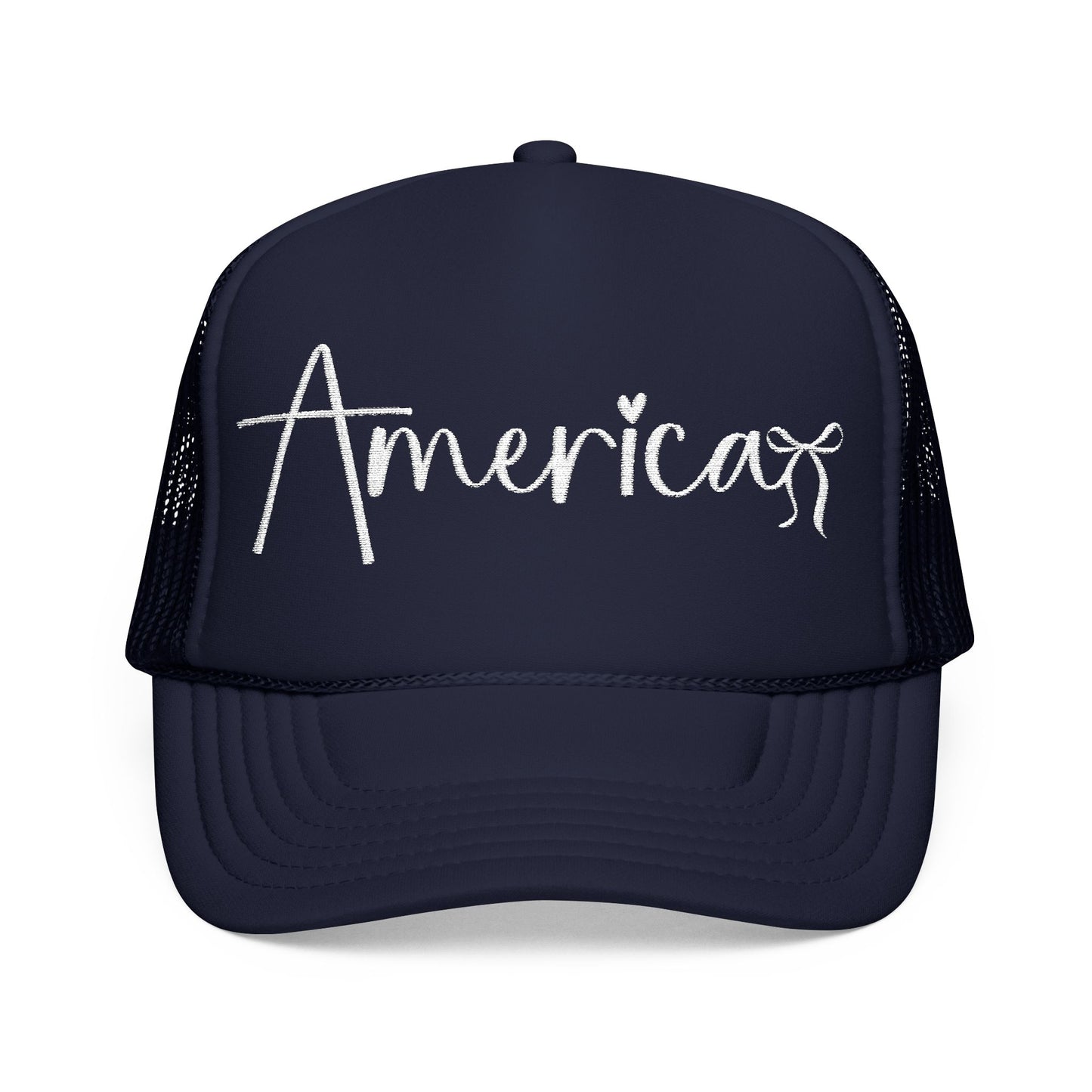 America Script- Embroidered Trucker Hat