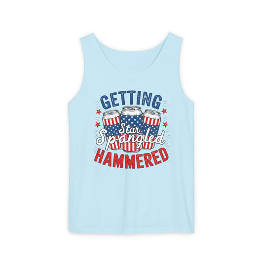 Getting Star Spangled Hammered Comfort Colors Tank Top