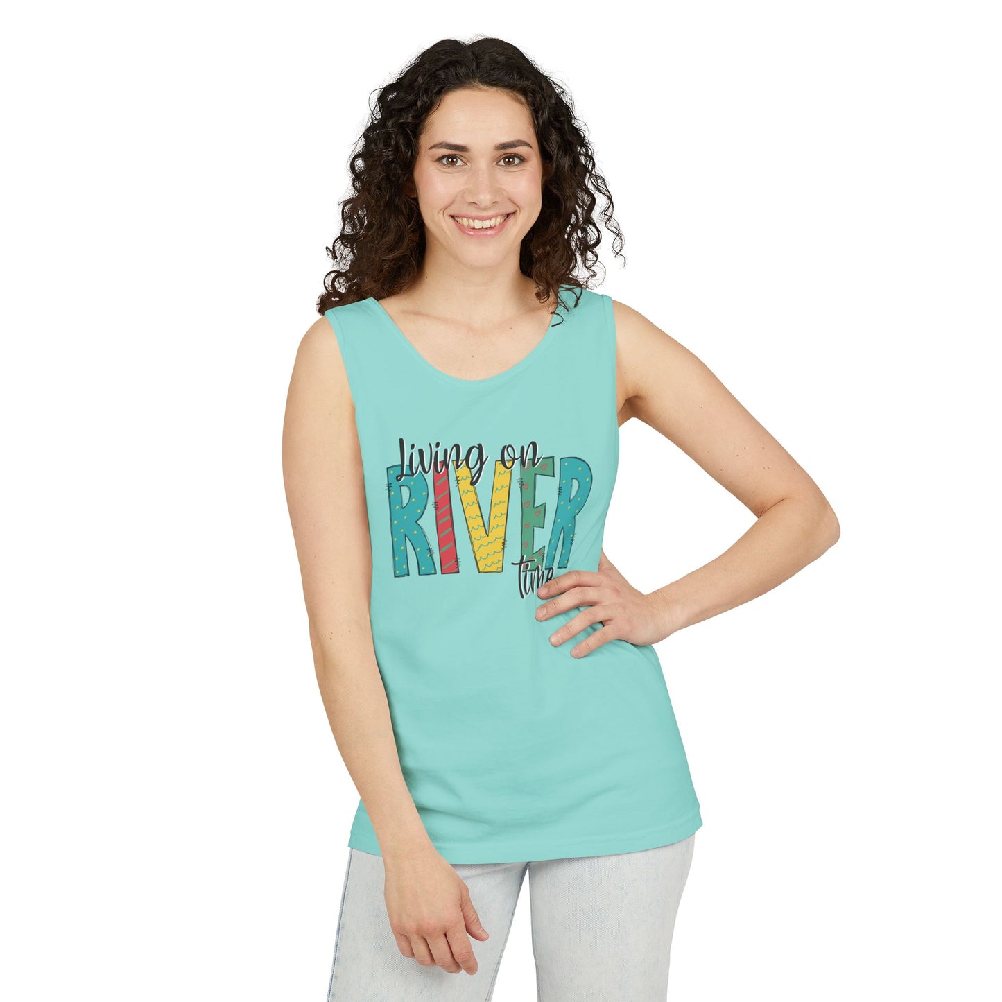 Living on River Time- Comfort Colors tank