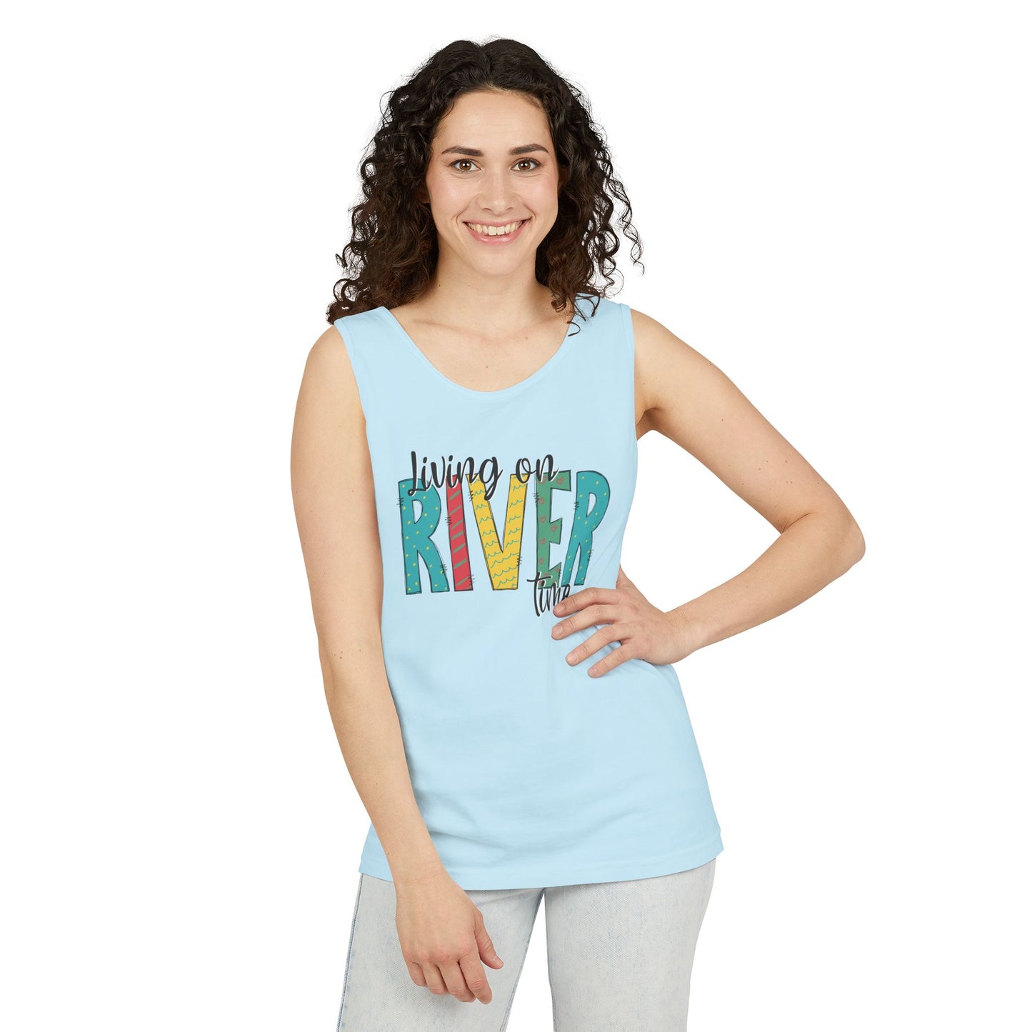 Living on River Time- Comfort Colors tank
