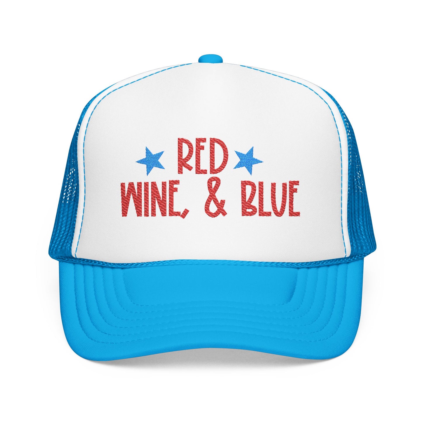 Red, Wine, & Blue- Embroidered Trucker Hat