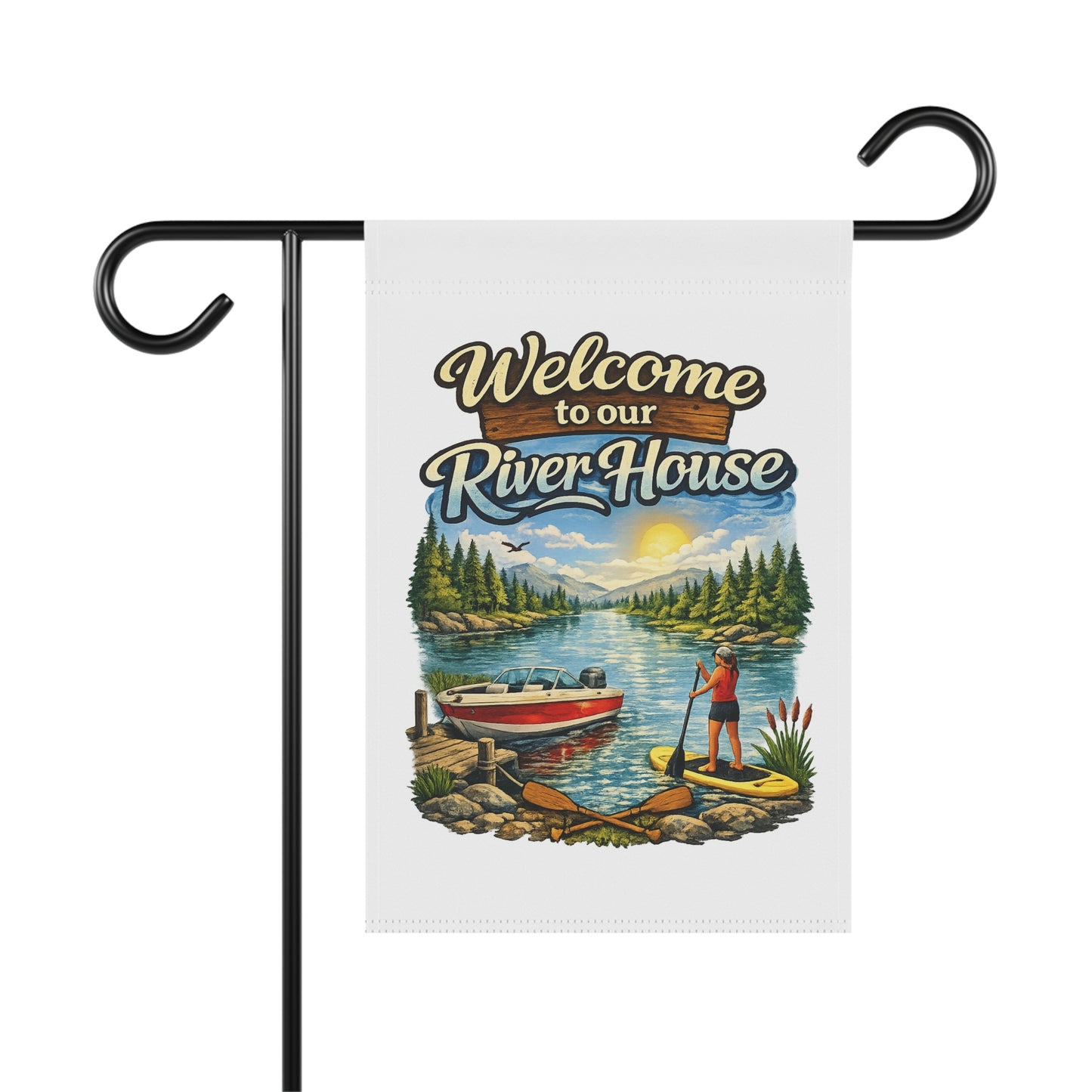 Welcome to Our River House Garden Flag