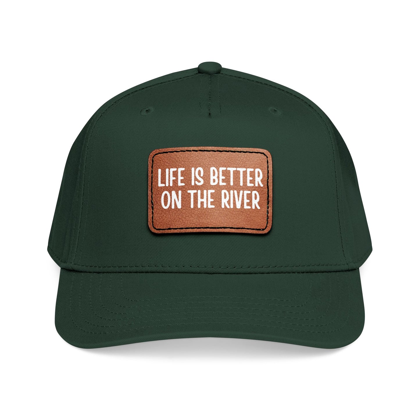 Life Is Better On The River- Leather Patch Baseball Cap