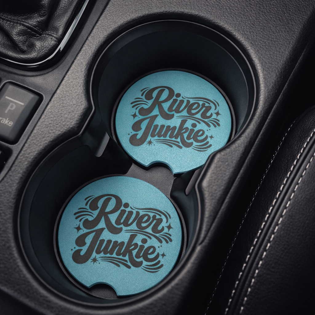 River Junkie- Soapstone Car Coaster
